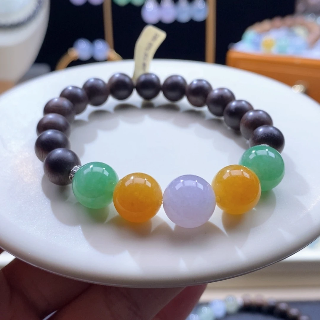 翡翠未镶嵌吊坠(不含链)翡翠彩虹多宝手串