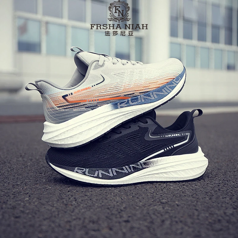 法莎尼亚男鞋春透气飞织网面鞋碳板爆米花时尚跑步运动鞋百搭潮鞋