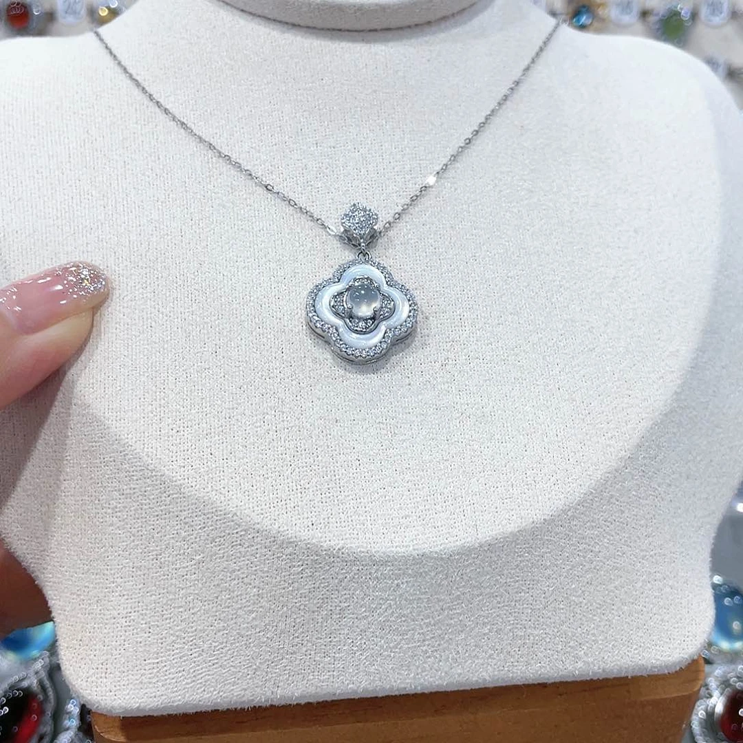 蛇纹石玉吊坠银S925镶嵌ʚ*ɞ