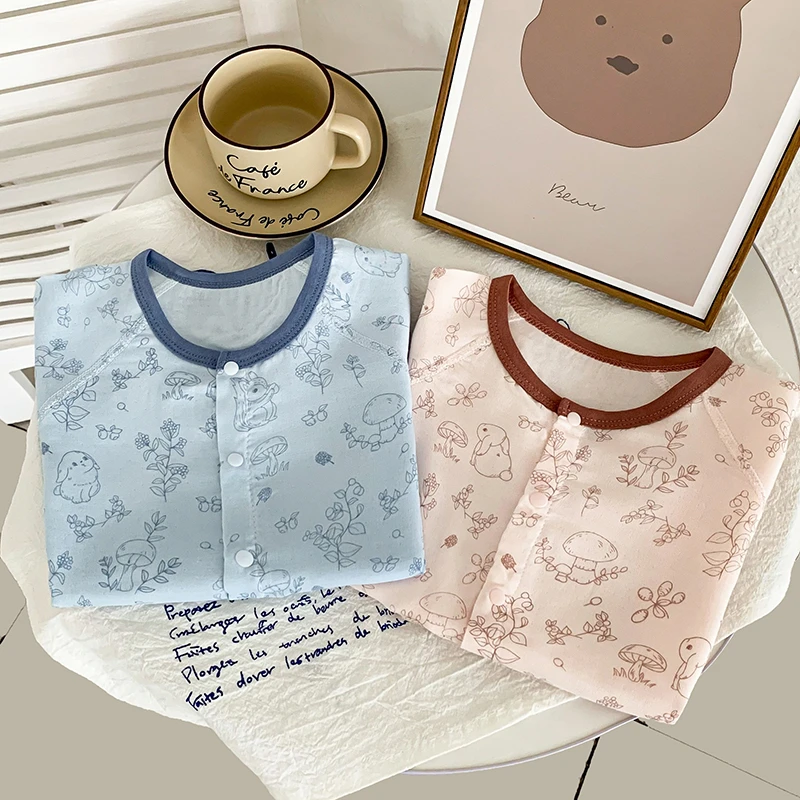 竹纤维小兔短袖婴幼儿连身衣夏款宝宝哈衣无骨爬服