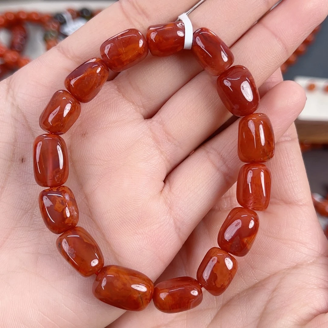 南红玛瑙未镶嵌瓦西牛血红随形单圈9-10mm