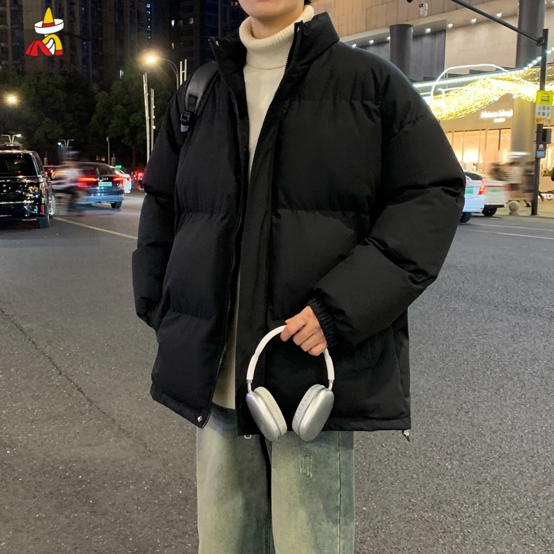 稻草人情侣韩版男加厚棉袄晋江男士棉服立领保暖棉衣冬季纯色