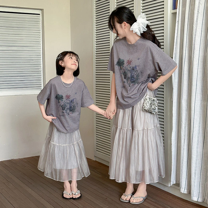 亲子装/亲子时装中国风夏季中大童儿童网红洋气高腰时尚母女韩版