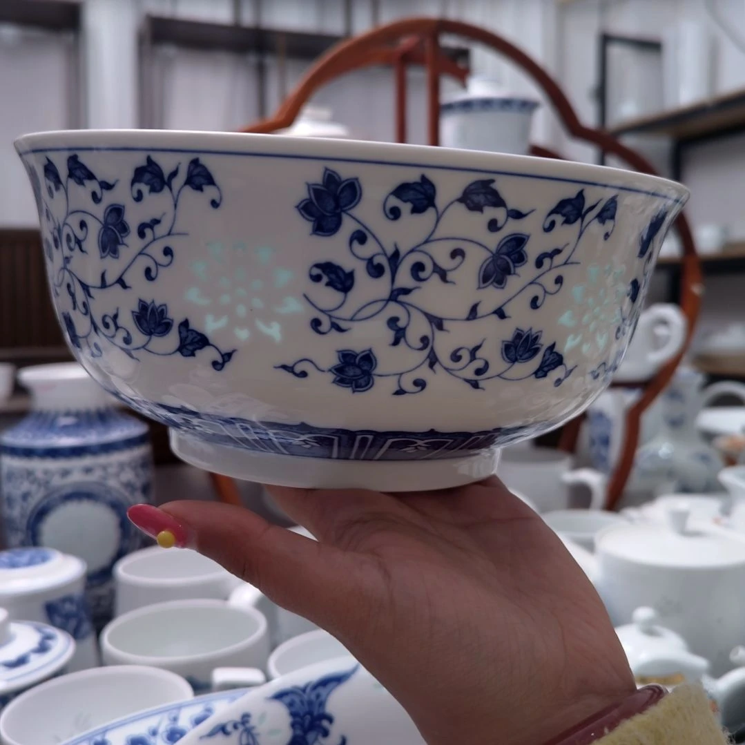 陶瓷万寿莲8.5寸汤碗一个