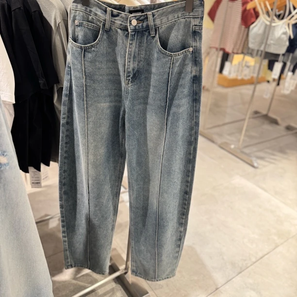 橡皮男装2242130003高腰宽松阔腿牛仔裤