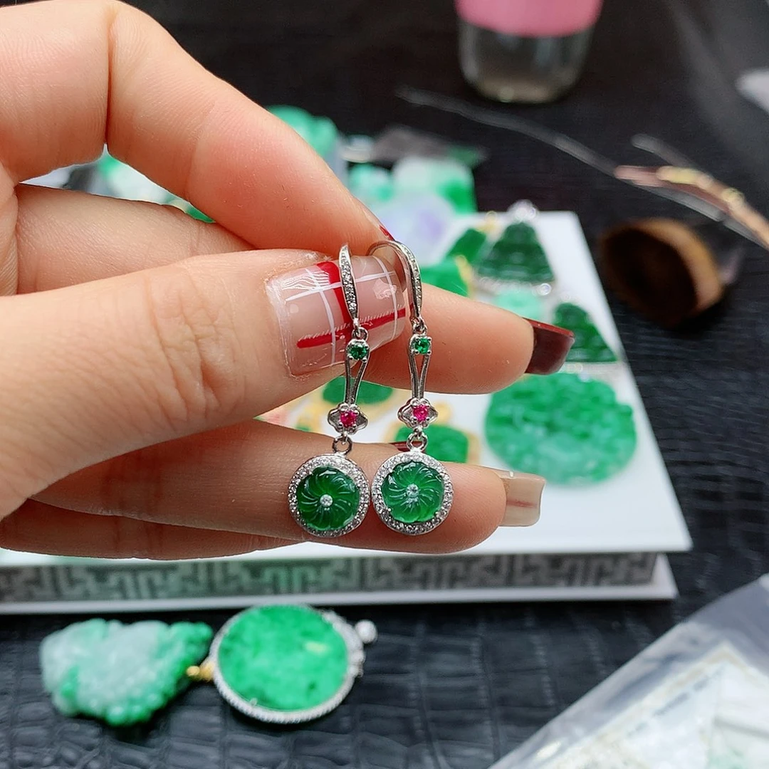 【闪购商品】翡翠耳饰银S925镶嵌，