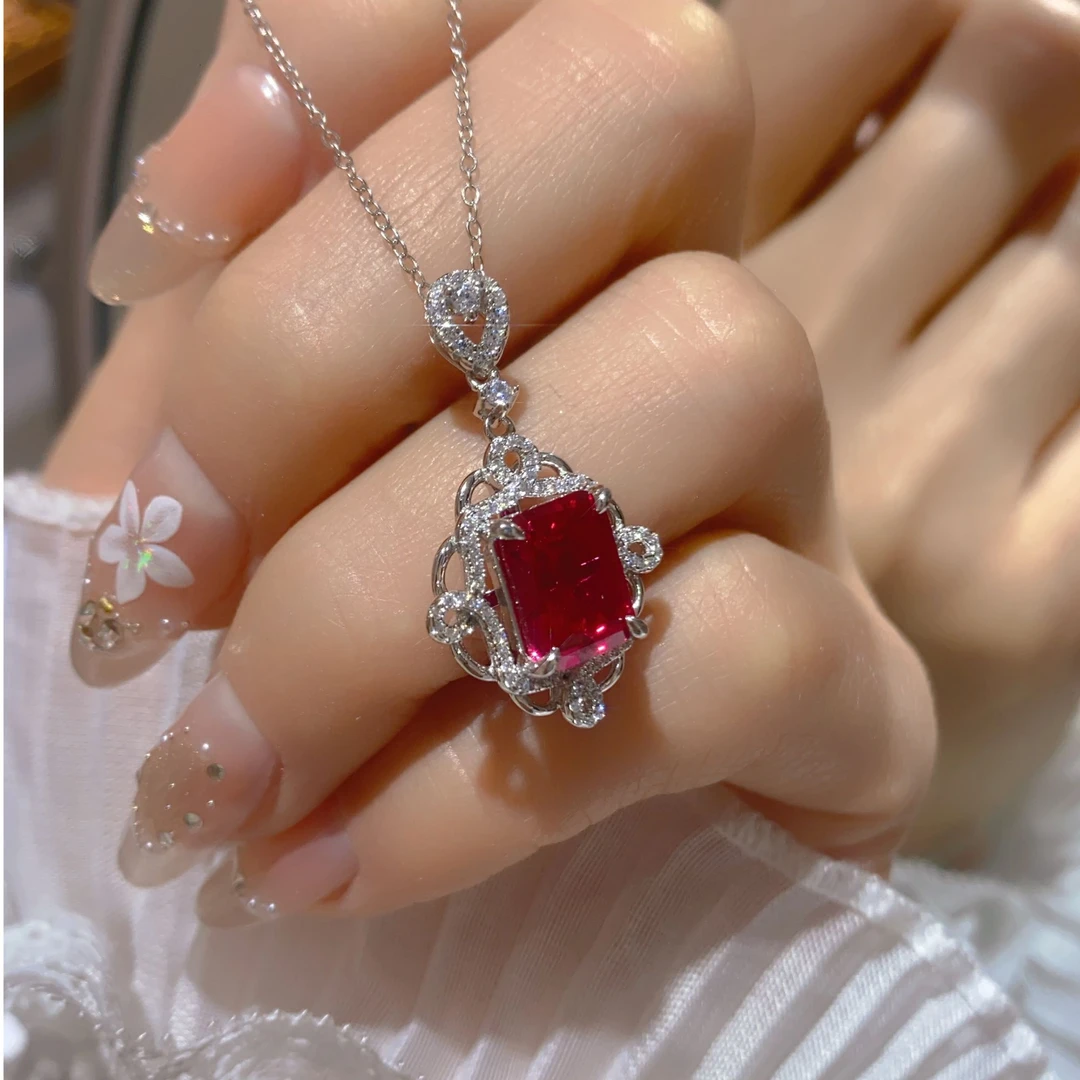 坠链均925银合成锆石 925银套链 气质轻奢时尚镶嵌套链