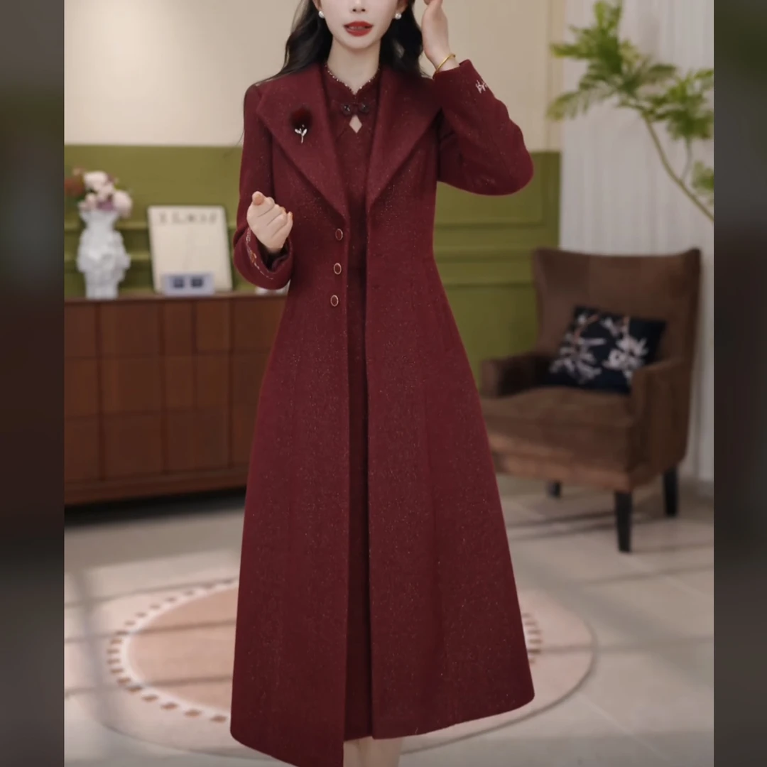 【外套+连衣裙】JG-25761新款2025年秋冬季时尚气质优雅显瘦两件套