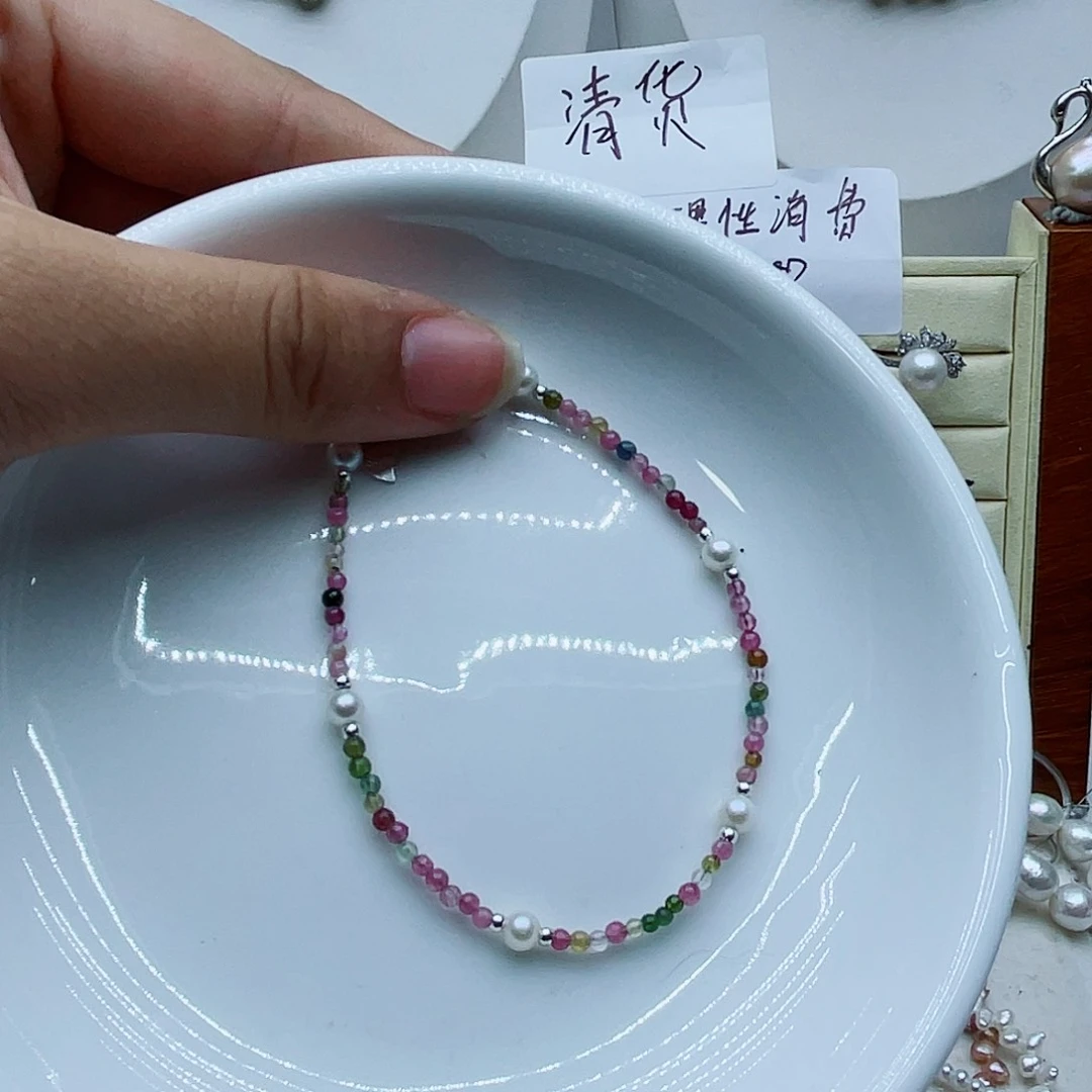 银S925镶嵌手绳淡水珍珠泥*