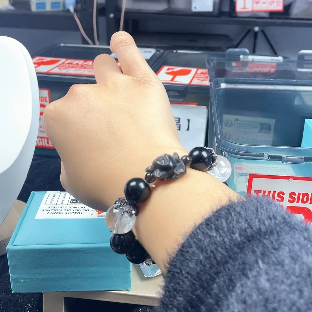 烟晶银S925镶嵌手链