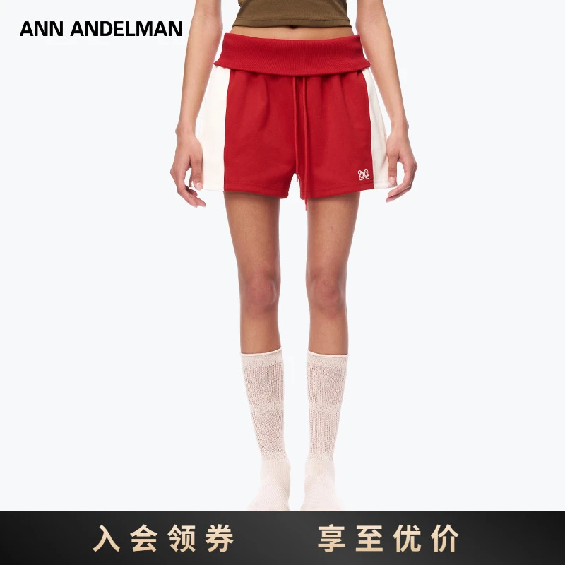 ANN ANDELMAN拼色运动短裤休闲裤舒适时尚夏季宽松经典抽绳撞色
