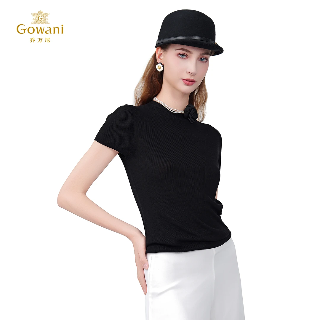 Gowani/乔万尼显瘦气质夏季一线成衣针织打底衫修身薄款EZ2M123