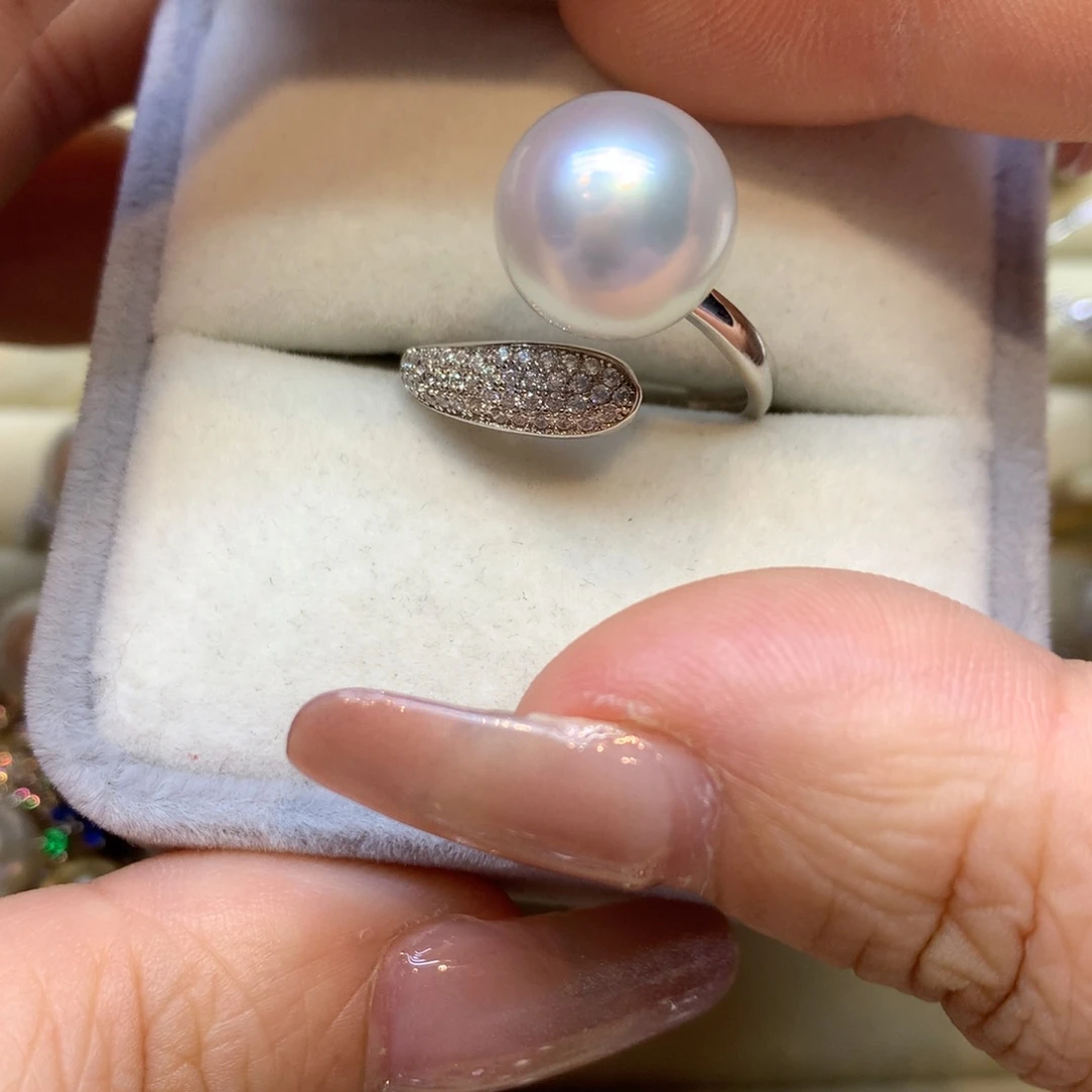 银S925镶嵌戒指海水珍珠