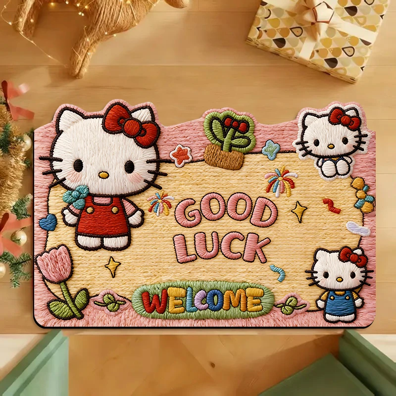 新人福利【软萌kt】5D卡通毛线风硅藻泥浴室进门吸水地垫脚垫