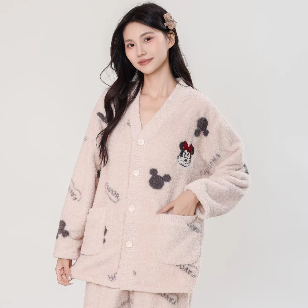 【精灵家】女士新款半边绒睡衣小香风