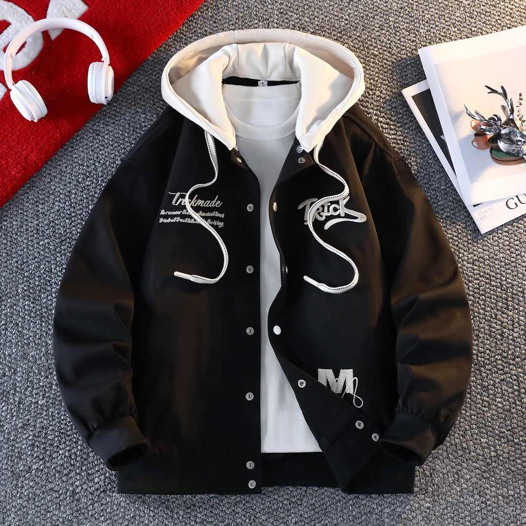 青少年学生休闲时尚夹克外套男春秋款舒适潮流时尚百搭帅气外套男