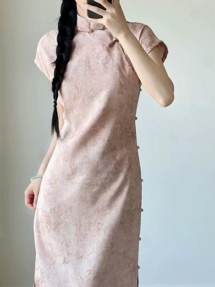 【花与寻】上上签 夏季新款古法全开襟少女旗袍复古气质日常国风