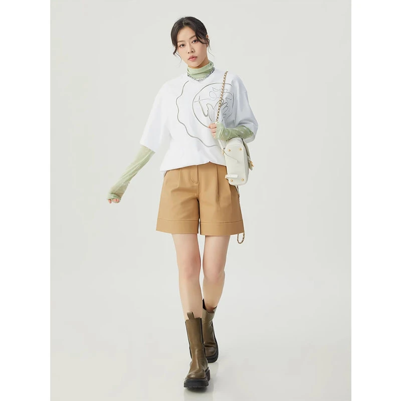 [专柜正品]25年夏百搭高腰宽松直筒休闲短裤女1100509