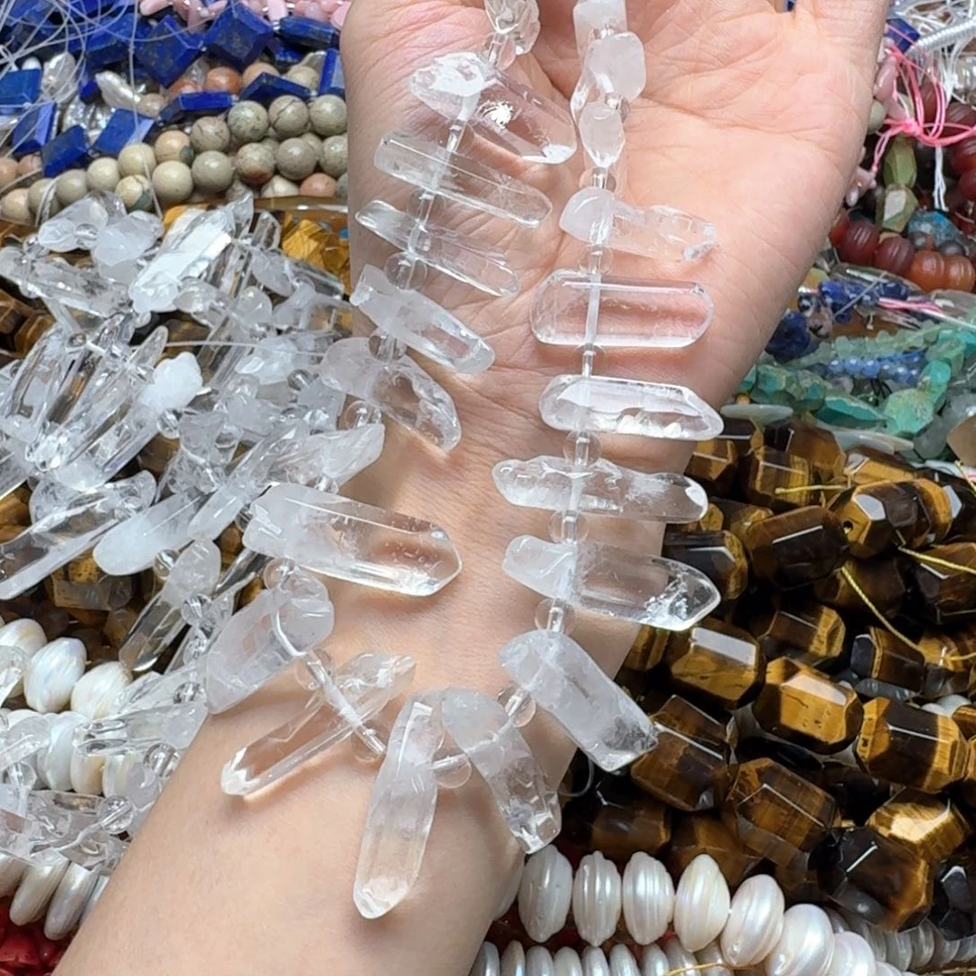 合金玛瑙/玉髓珠宝半成品一条白水晶卡子
