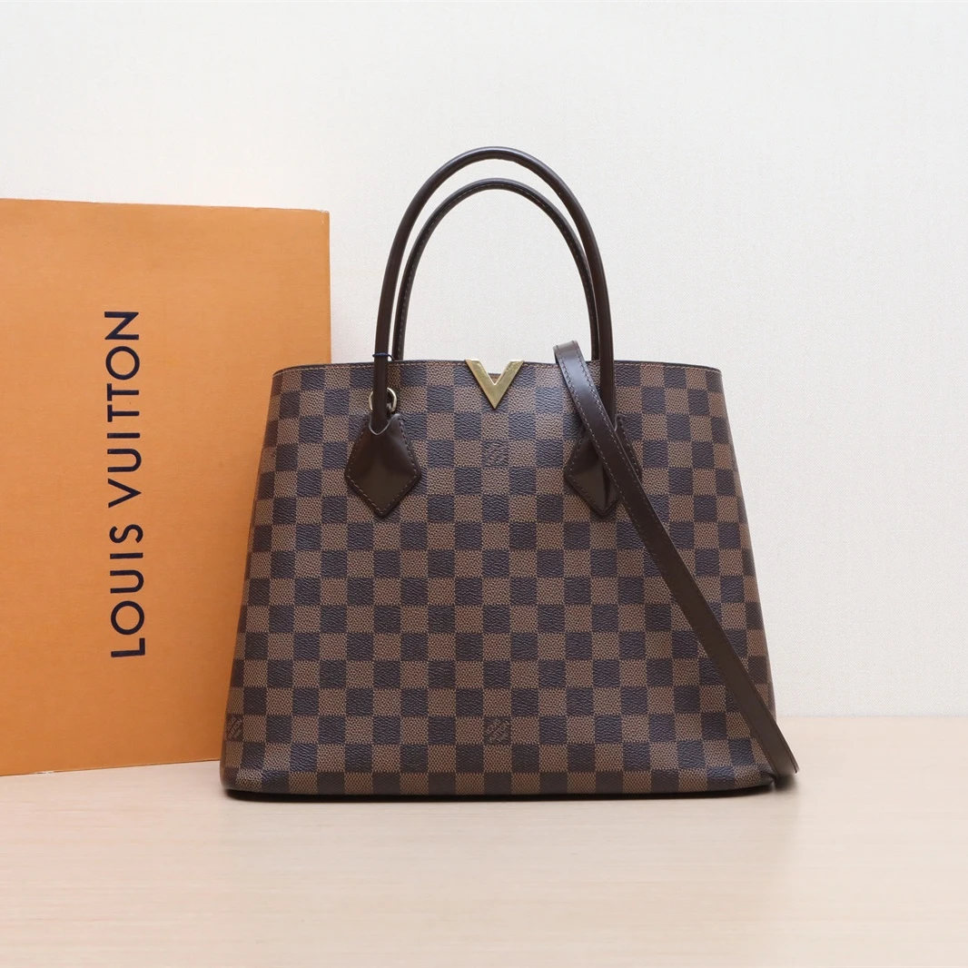 95新 LouisVuitton/路易威登 【攀攀】Kensington托特 棕色棋盘格