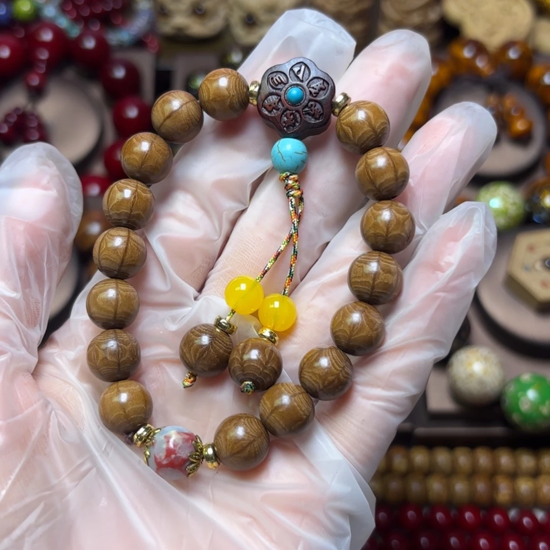 手串/手链六道木10琉璃珠六字箴言老料