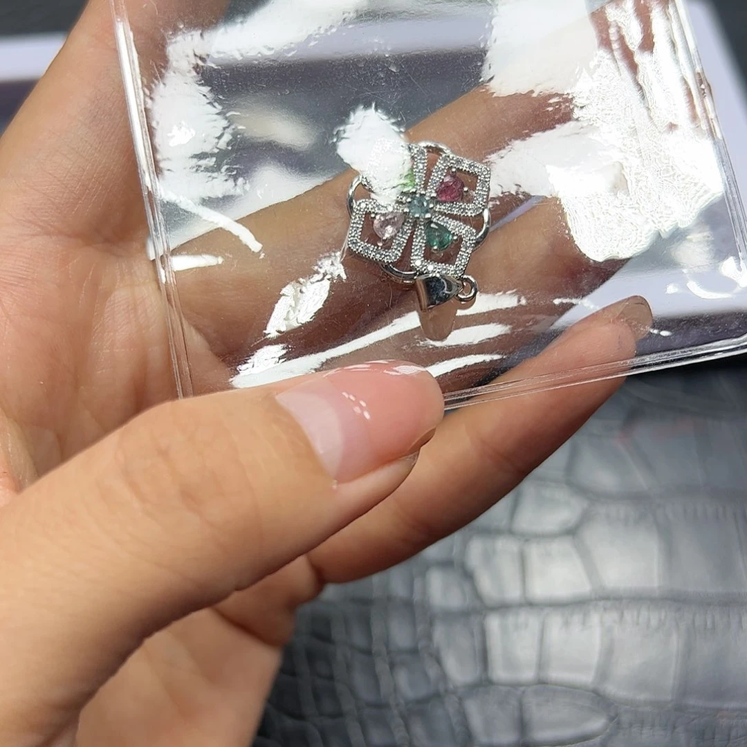 银S925镶嵌手链烟晶碧玺吊坠A985