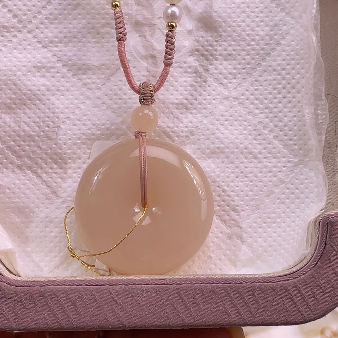 吊坠(不含链)未镶嵌和田玉藕粉红藕粉平安扣30