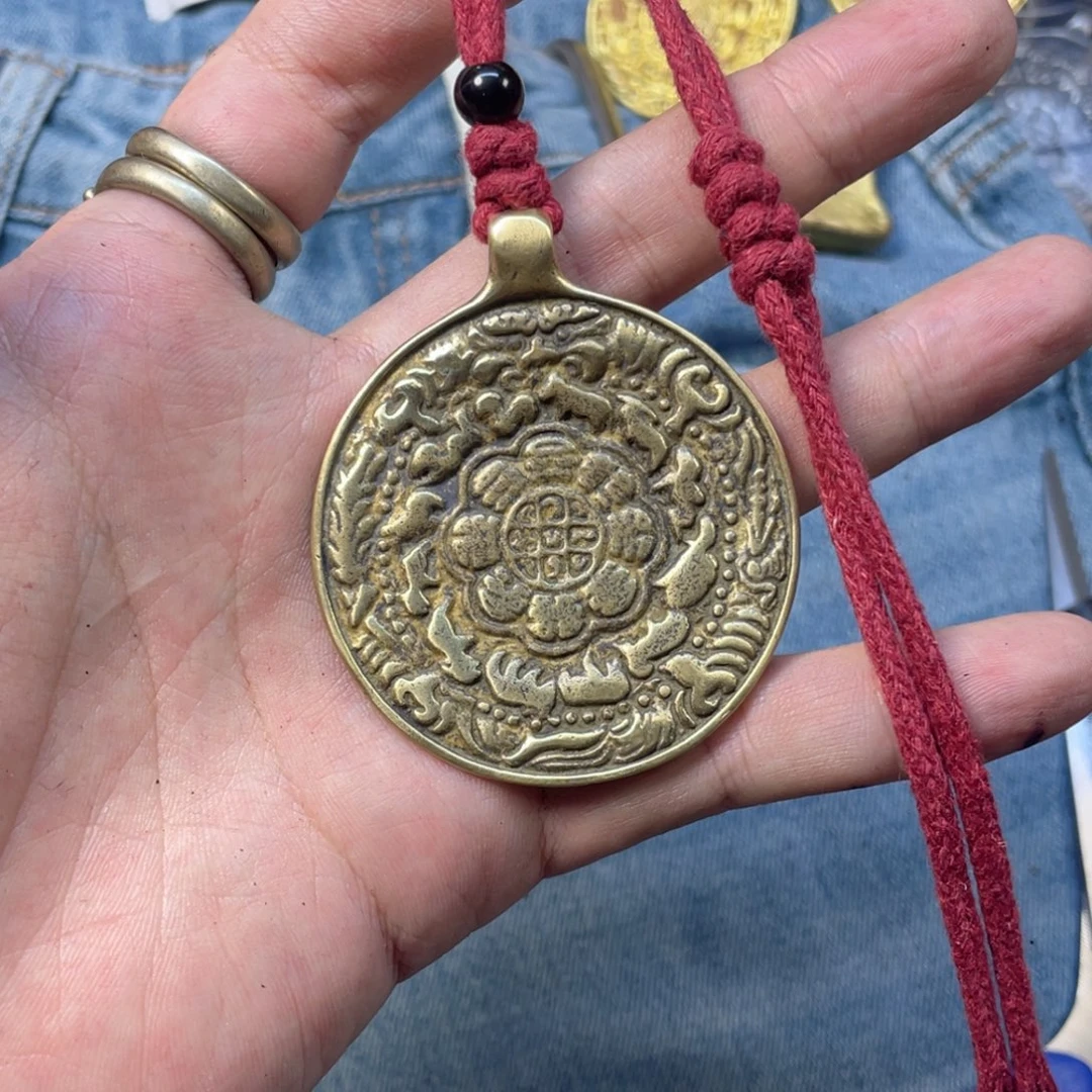 福利黄铜利马铜霸王熊九宫八卦牌，现在