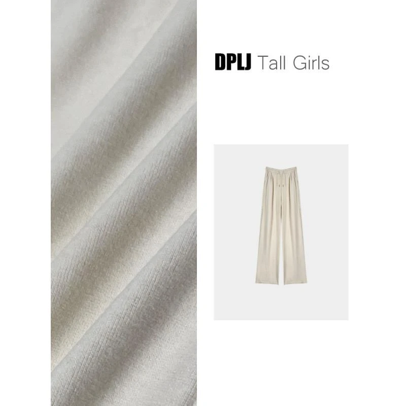 糯糯裤 高个子加长绒感阔腿裤宽松拖地裤松紧腰显瘦秋长裤8015-1