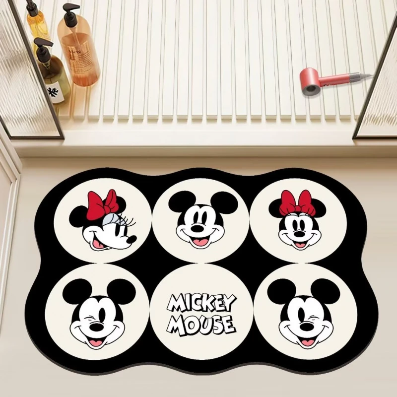 可爱卡通米奇硅藻泥软垫子家用浴室厨房门口吸水防滑耐脏速干地垫