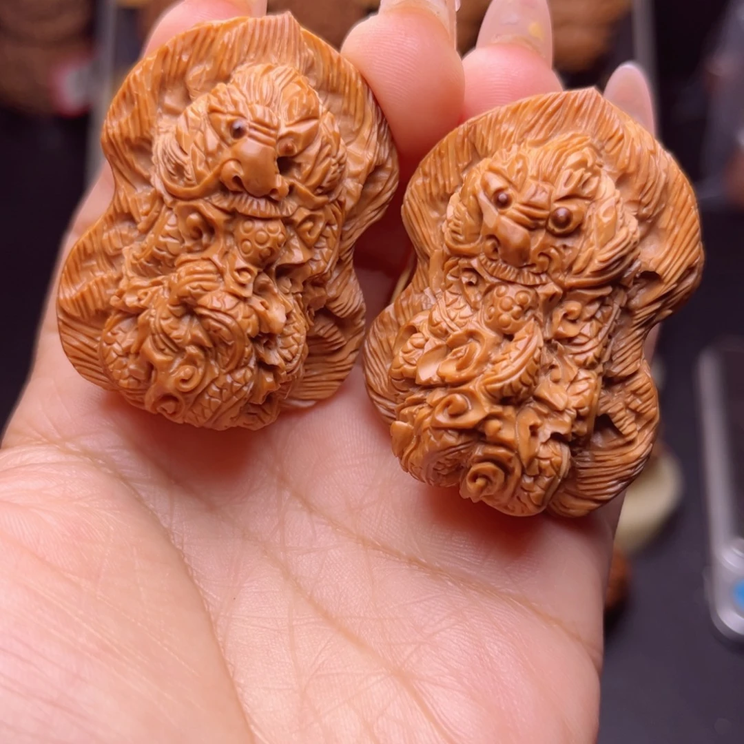 文玩核桃吊坠龙凤呈祥葫芦雕刻