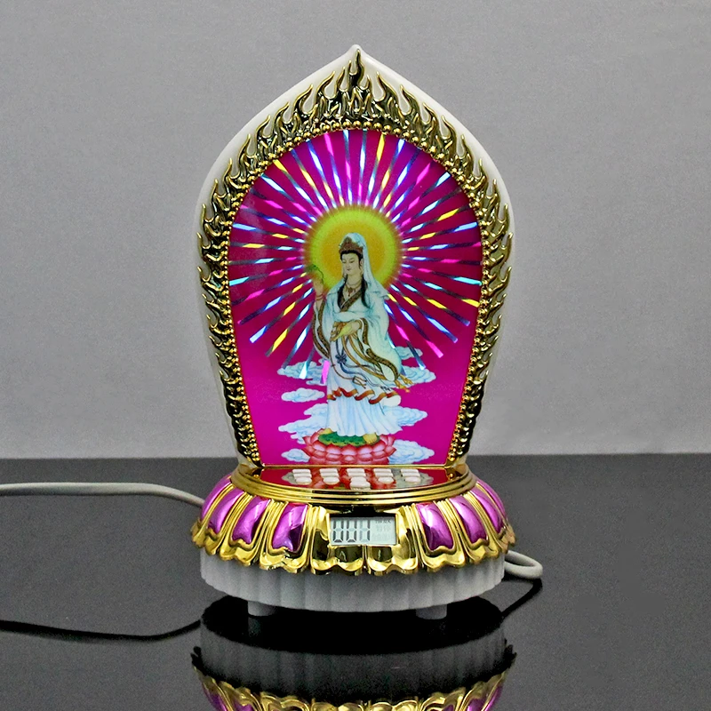 多功能插电式128炫光转动发光莲花灯播放机家用摆件可循环