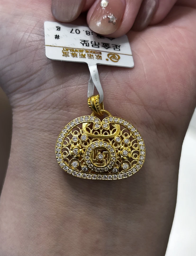 足金999 镶嵌凤凰锁包吊坠（不含链）