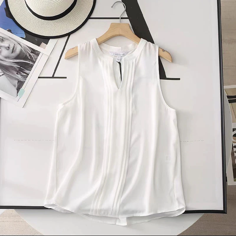 （衣兮风琴褶皱背心）小V领套头简约宽松风琴褶皱高级设计感背心H