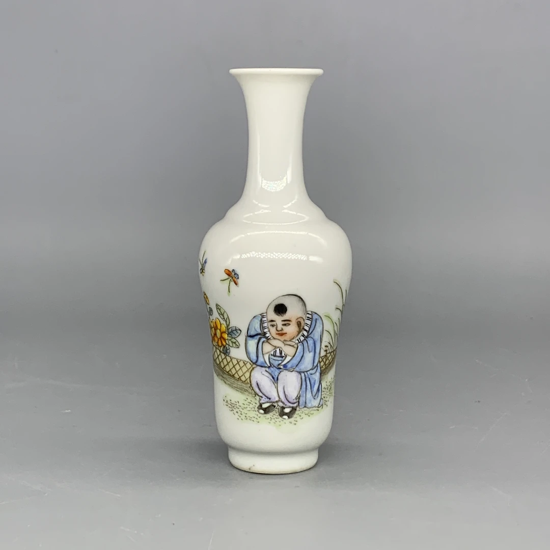 62510283*民国粉彩婴戏纹长颈瓶/瓷器六/江苏省文物总店/MM