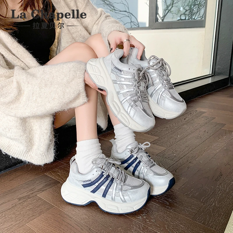 拉夏贝尔老爹鞋时尚情侣复古户外百搭小众网红爆款老爹鞋韩版系带