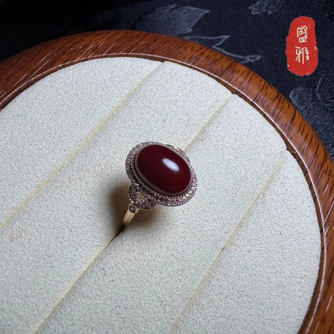 【璇玑-阿卡赤血】天然珊瑚制品18k戒指多样性发一-28002