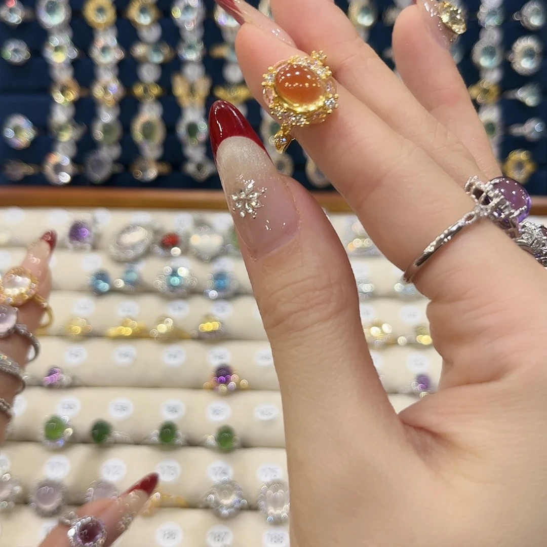 黄晶女款银S925镶嵌「**」戒指64