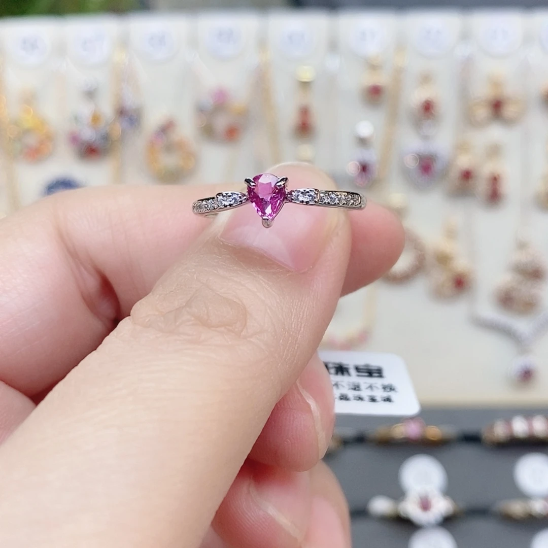 红宝石戒指银S925镶嵌