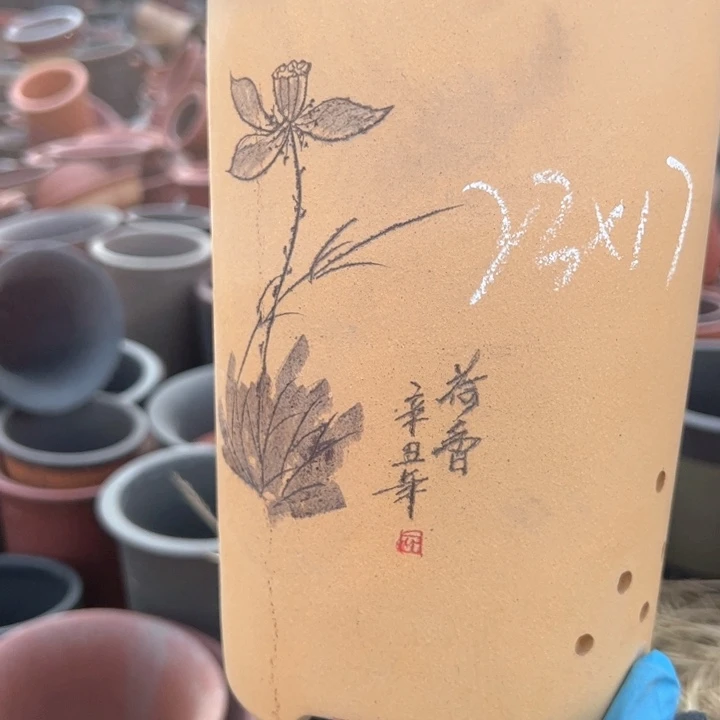 红陶紫砂兰花盆微瑕