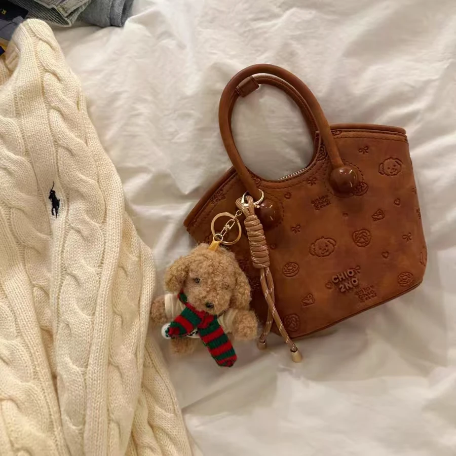 南风chio2nd 面包小狗 圣诞小屋托特包包女秋冬复古通勤手提斜挎