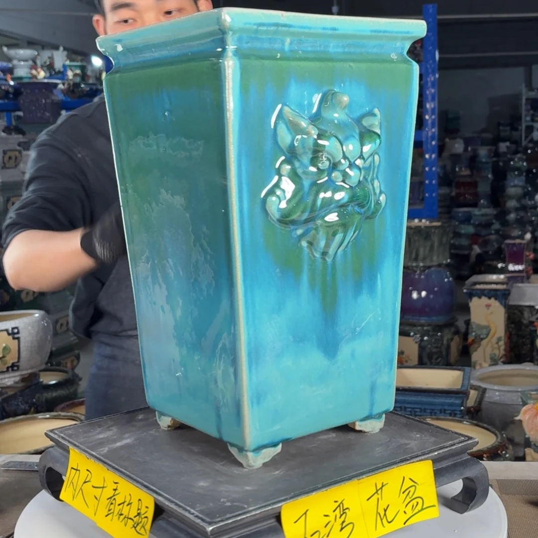 一风堂石湾花盆 内17高37盆口收缩气孔