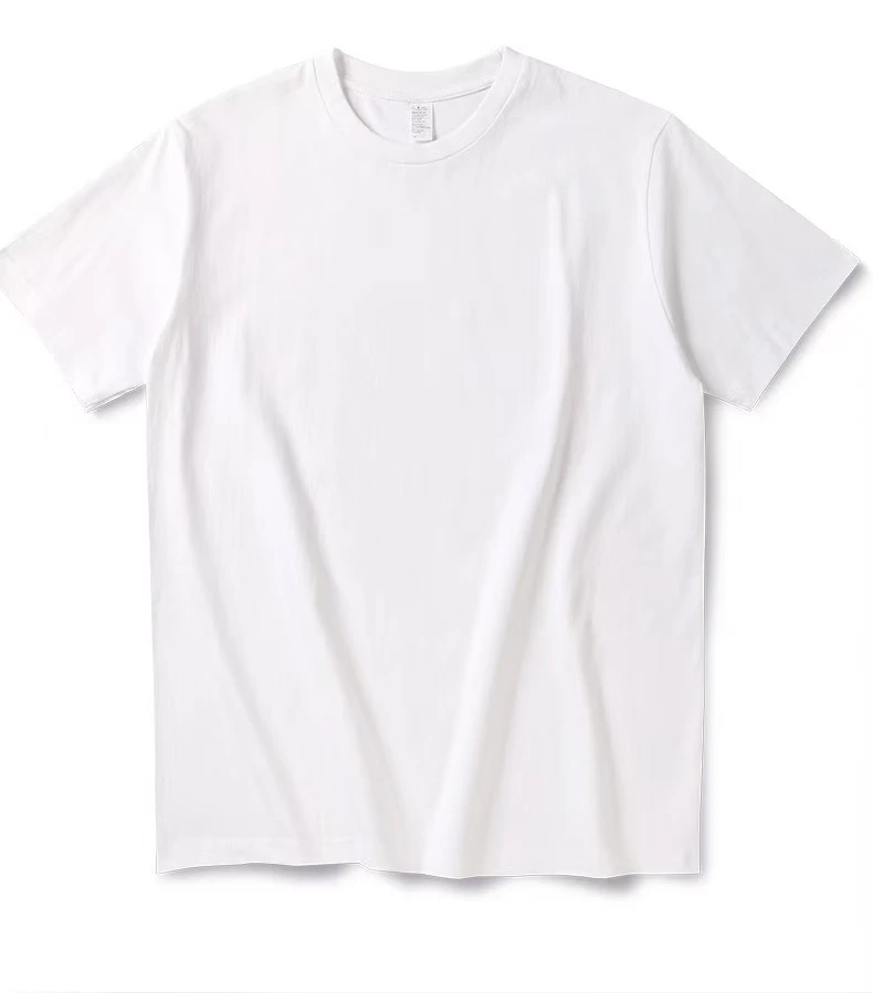 老谭夏天穿的t恤男士280克重磅白色纯棉圆领半袖轻奢抗菌防螨休闲