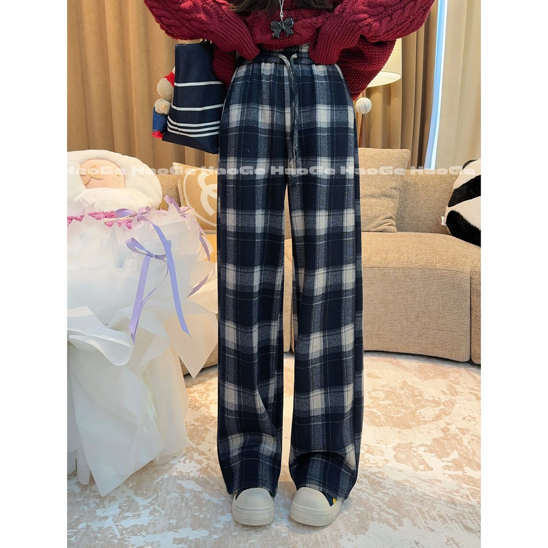 浩哥严选●休闲裤预HGQ5XXK4847A显瘦复古秋冬宽松时尚格子设计款