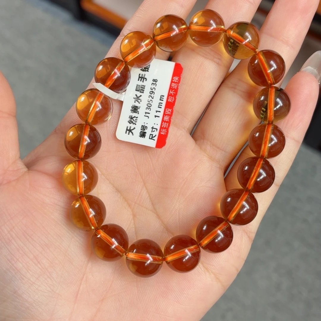 手链未镶嵌水晶金红料黄水晶手链