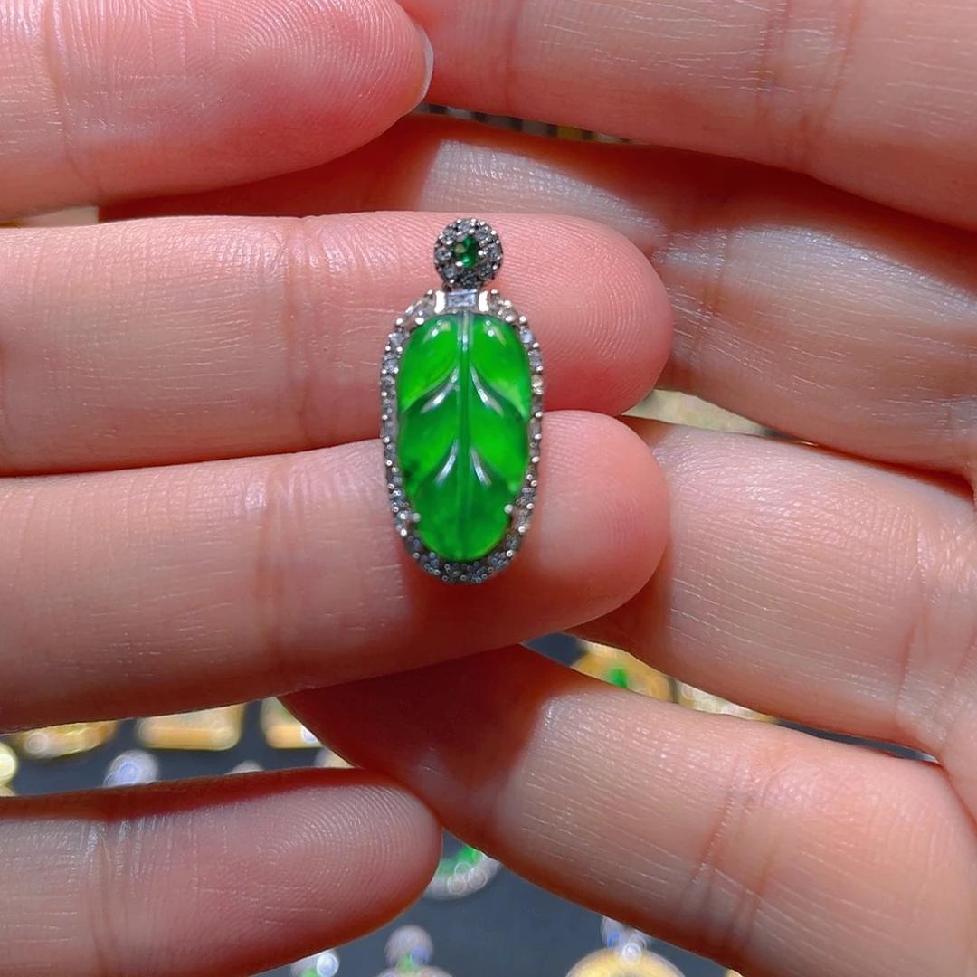 翡翠银S925镶嵌吊坠(不含链)