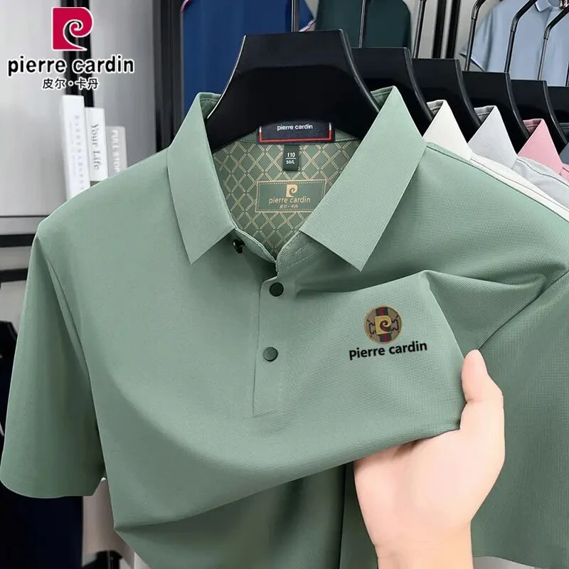 皮尔卡丹大码短袖T恤夏季薄款纯色宽松半袖休闲上衣翻领polo衫男T