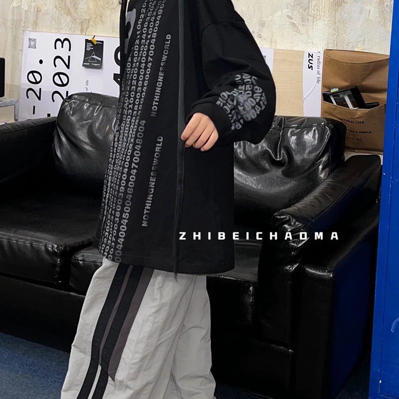 潮牌宽松痞帅休闲暗号卫衣高街秋季（不退换）