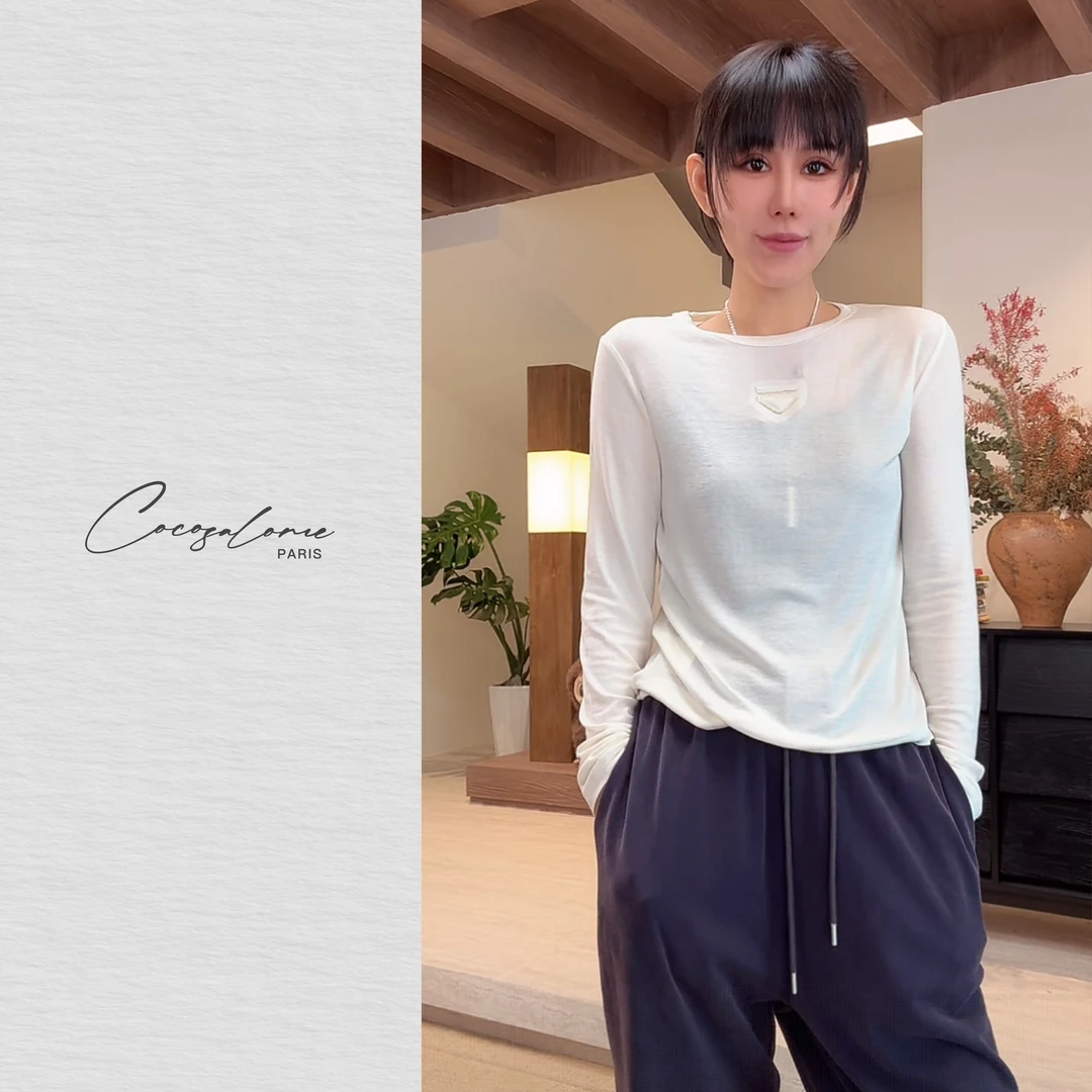 韩彬彬"三角"修身显瘦弹性莱赛尔+羊毛百搭基础款上衣096W-4