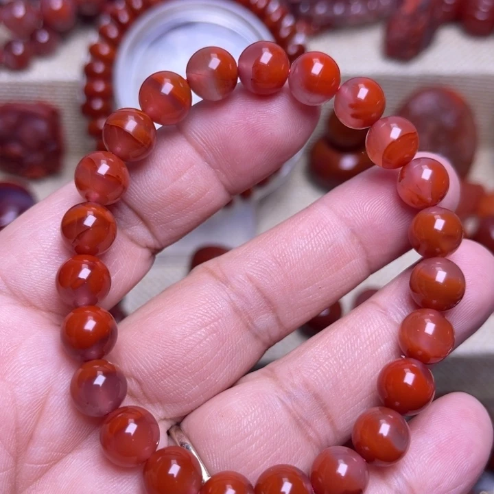 南红玛瑙未镶嵌手链半山水8+瓦西
